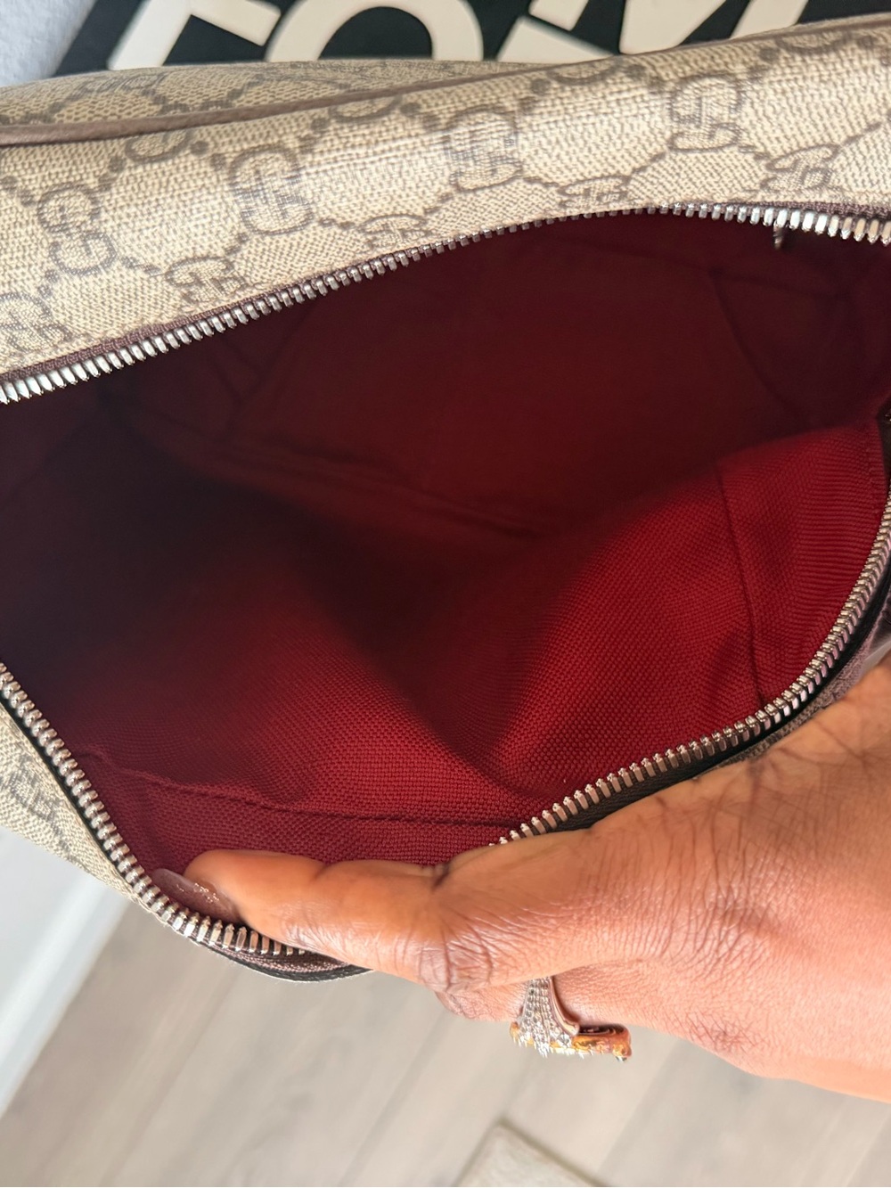 GUCCI GG Supreme Monogram Square Shoulder Bag Brown Strap Trunk Boxy - Picture 13 of 16
